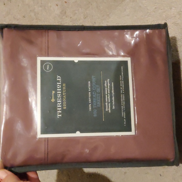 Threshold 100% Cotton 800 Thread Hotel Sateen Full Sheet Set In Dim Berry Color - Picture 1 of 6